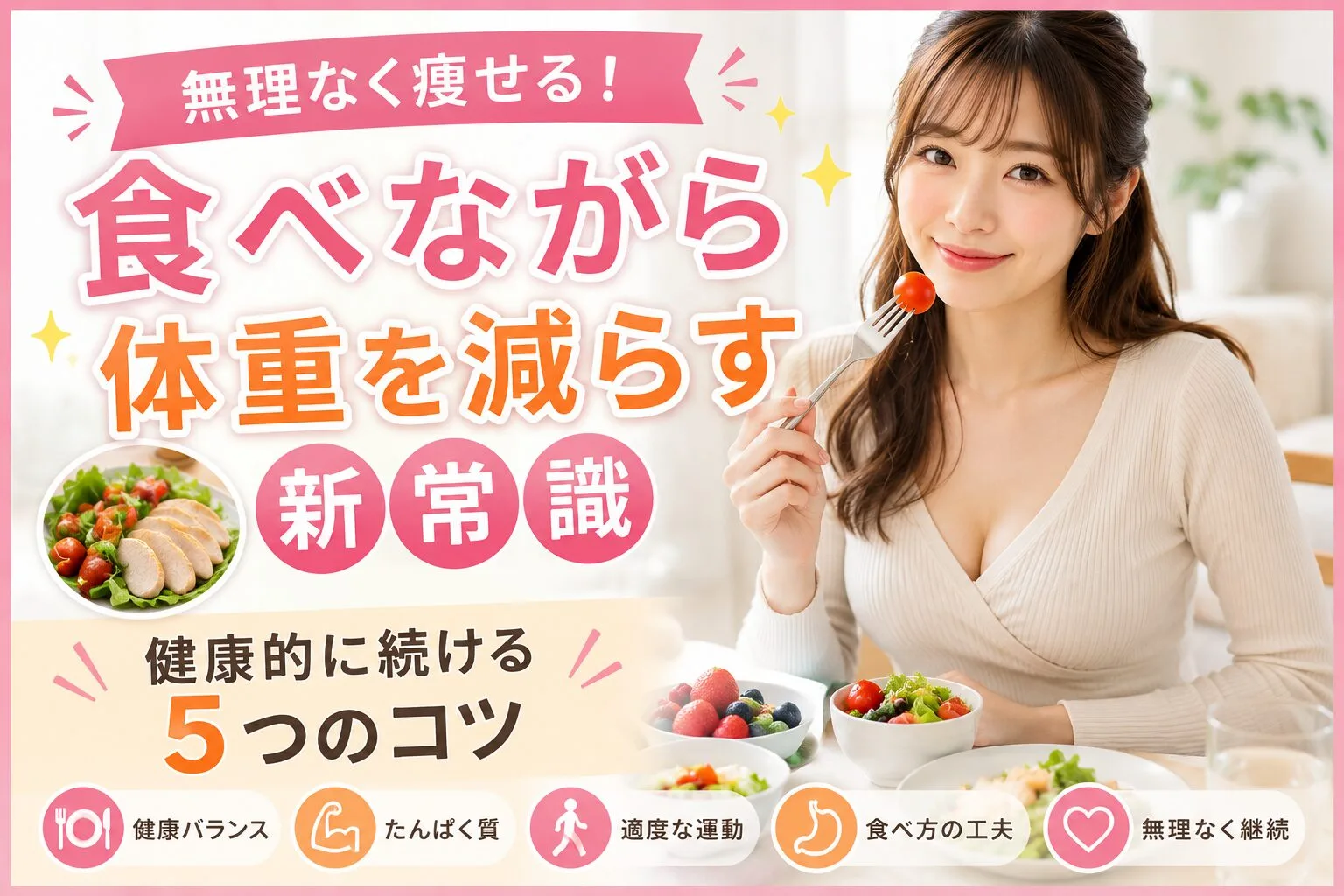 無理なく痩せる！食べながら体重を減らす新常識【健康的に続ける5つのコツ】