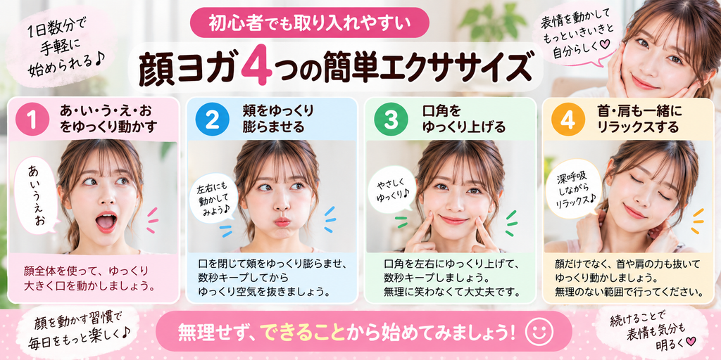 顔ヨガ ダイエット初心者向け4つの簡単エクササイズ