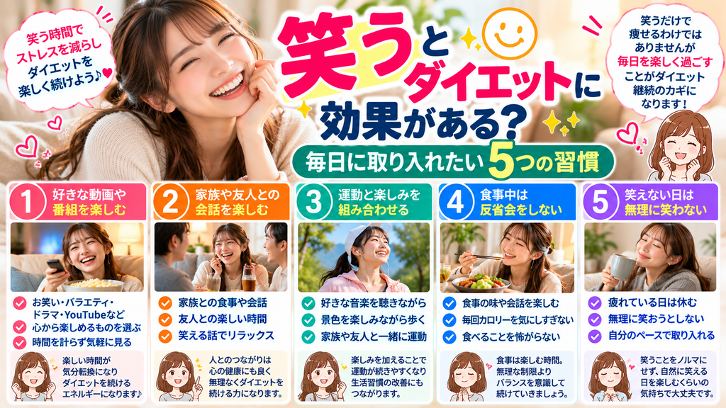 笑う ダイエットで毎日に取り入れたい5つの習慣