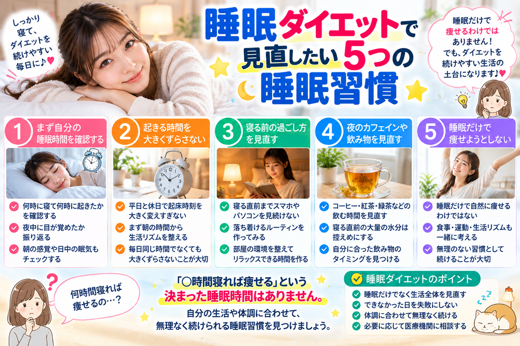 睡眠 ダイエットで見直したい5つの睡眠習慣