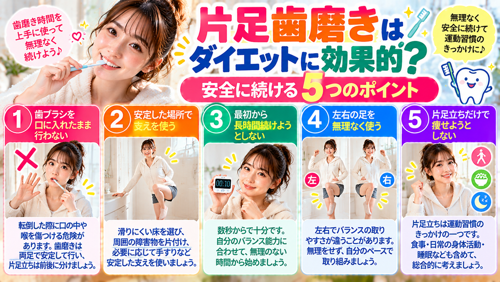 片足歯磨き ダイエットで意識したい5つの安全ポイント