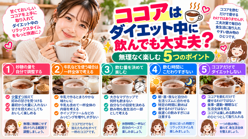 ココア ダイエットで意識したい5つのポイント