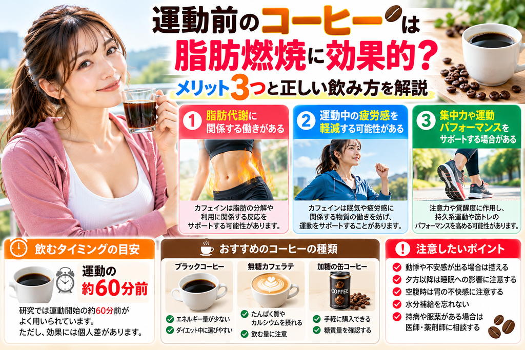 運動前のコーヒーに期待できる3つのメリットと飲むタイミング・注意点