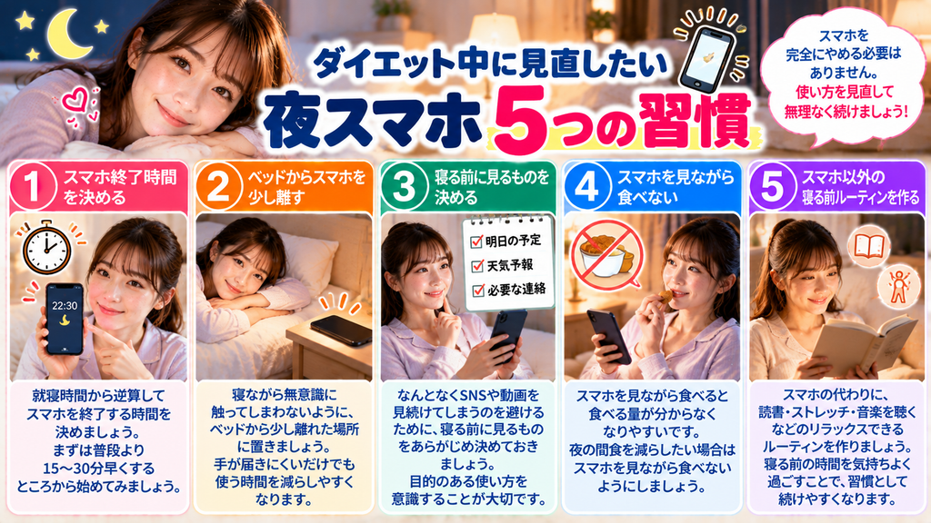 夜スマホ ダイエットで見直したい5つの習慣