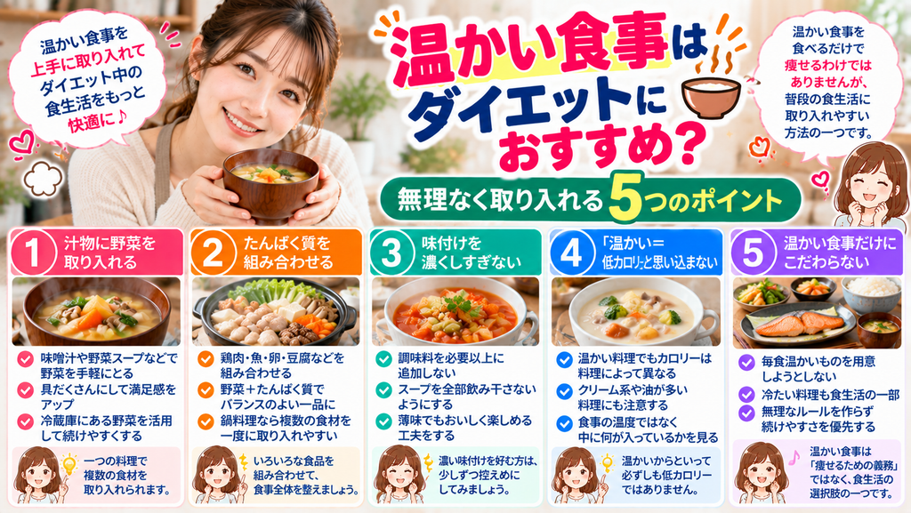 温かい食事 ダイエットで意識したい5つのポイント