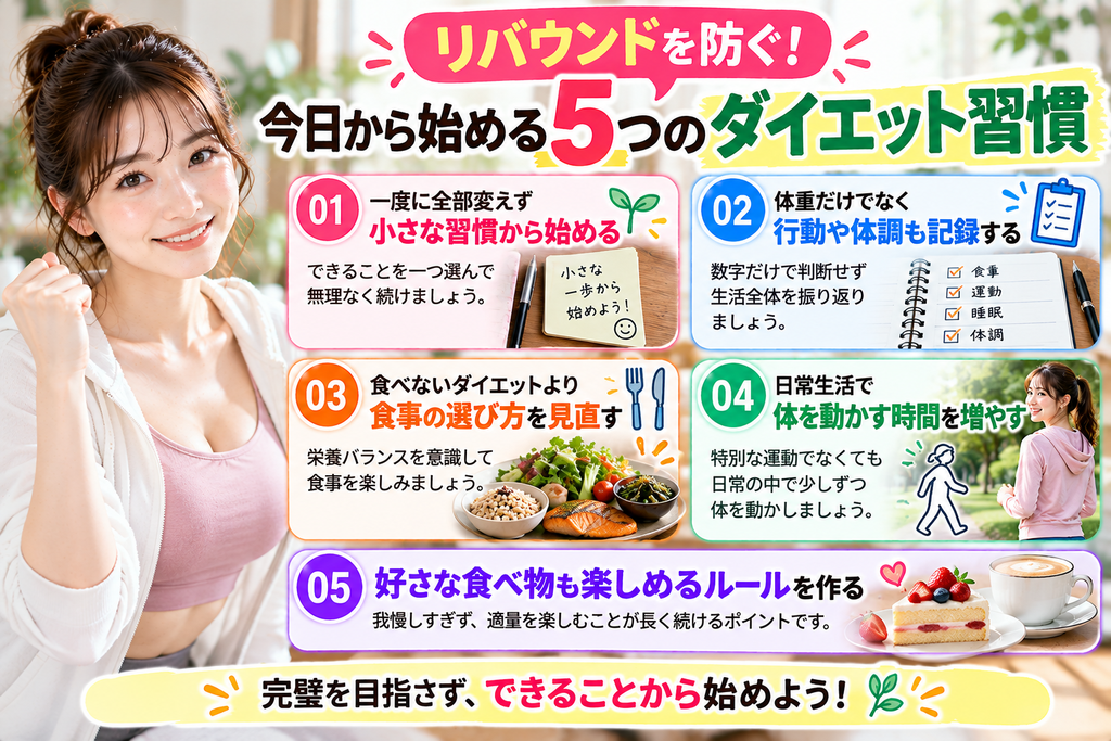 リバウンドを防ぐために見直したい5つのダイエット習慣