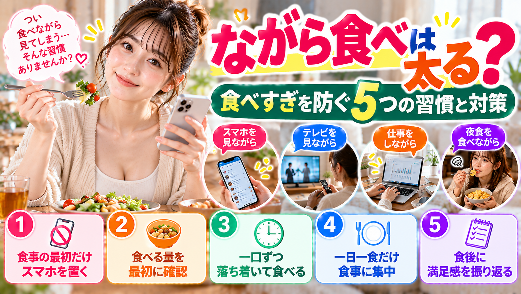 ながら食べ ダイエット｜食べすぎを防ぐ5つの習慣