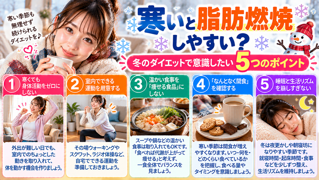 寒さ 脂肪燃焼｜冬のダイエットで意識したい5つのポイント