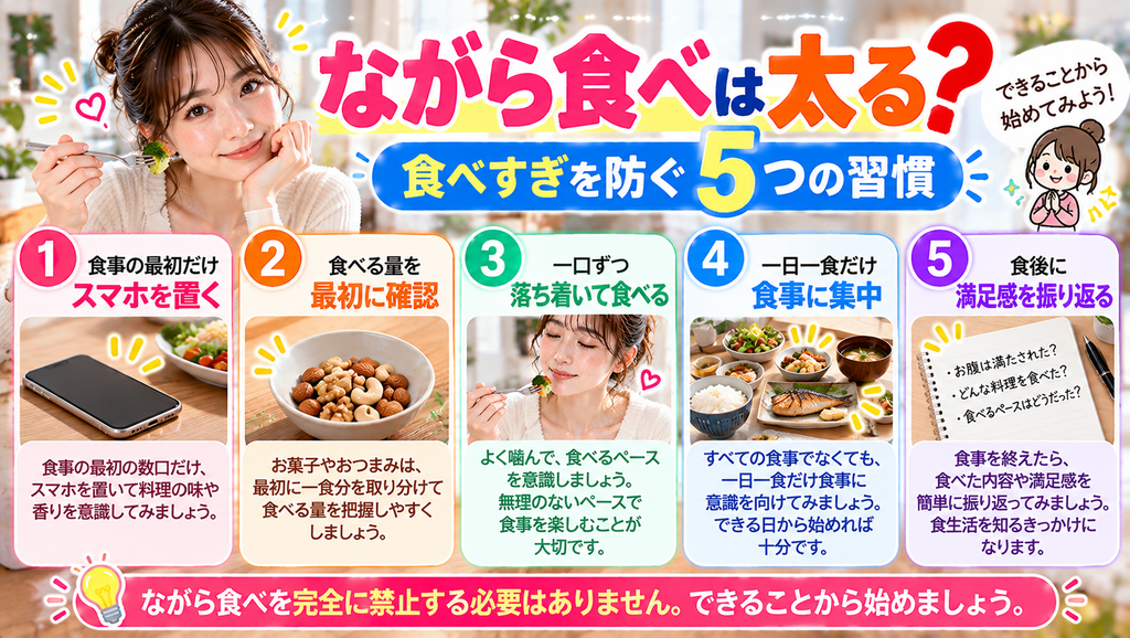 ながら食べ ダイエットで意識したい食べすぎ防止の5つの習慣
