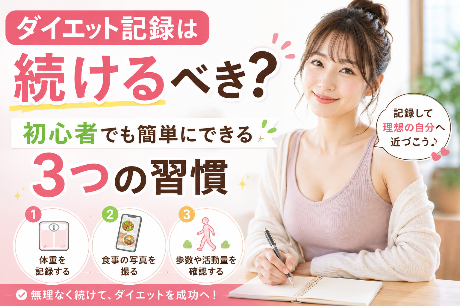 ダイエット記録の続け方は？初心者向け3つの簡単習慣