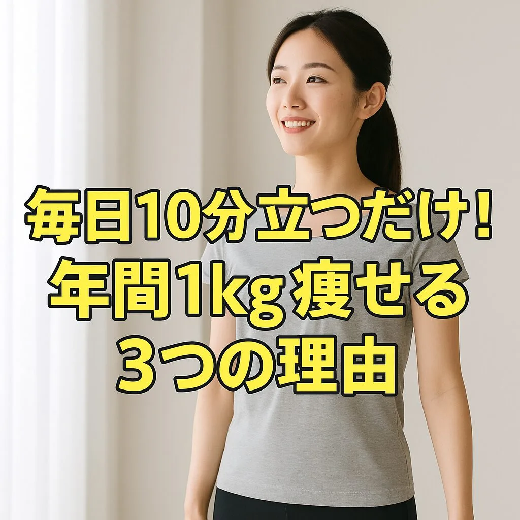 「毎日10分立つだけ！年間1kg痩せる3つの理由」