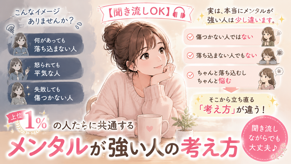 メンタルが強い人は傷つかない人ではないことを解説したイラスト
