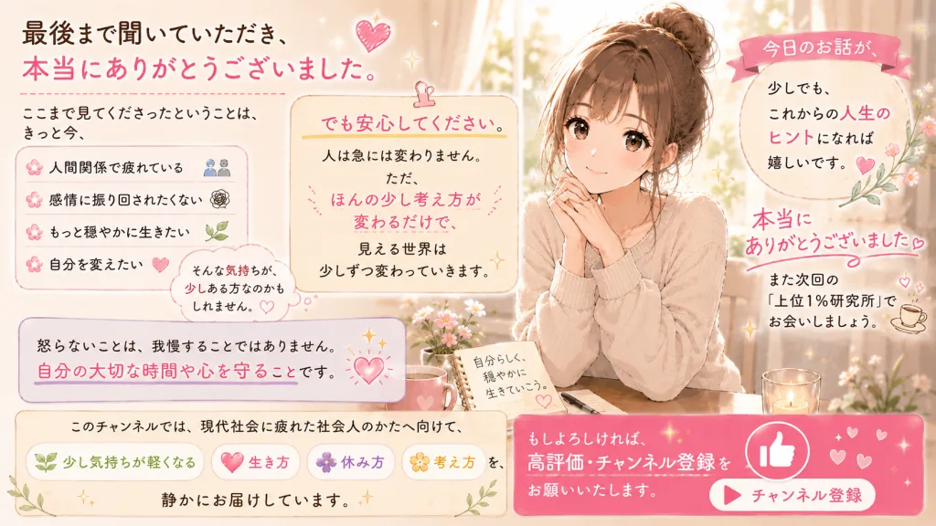 穏やかな人生を歩むための考え方を伝えるイラスト